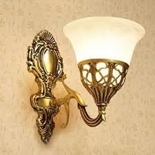 Brass And White Glass Wall Light Lamp