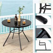 Costway 34 In Black Round Patio Table W