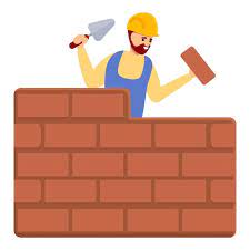 Builder Brick Wall Icon Cartoon Of