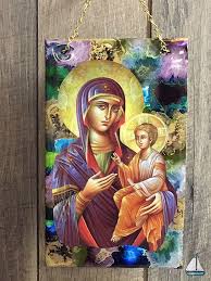 Handmade Slate Icons Of Holy Mary And