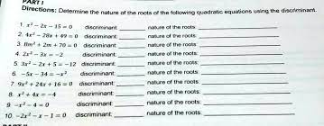 Nature Of The Roots Discriminant
