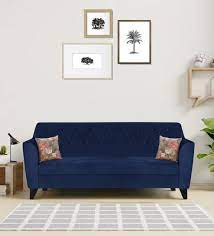 Buy Bali Velvet 3 Seater Sofa In Blue