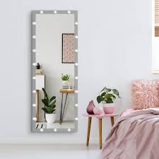 24 In W X 63 In H Silver Full Length Modern Wall Standing Mirror With Led