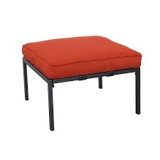 Metal Outdoor Ottoman With Red Cushion
