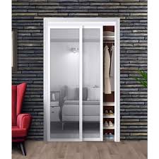 Reliabilt Harmony 60 In X 80 In Pure White 1 Panel Mirrored Glass Prefinished Mdf Sliding Door Hardware Included Eu3210pwcle060080