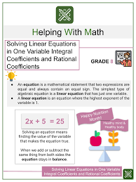 Equations Math Worksheets Common Core