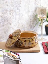 Brown Warli Ceramic Serving Bowl With