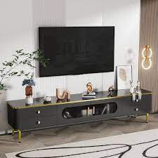 Black Modern Mdf Wood Tv Stand
