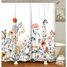 Fabric Shower Curtain With 12 Hooks