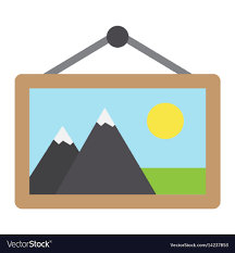 Picture In Frame Flat Icon Vintage And
