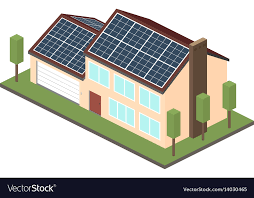 Icon Isometric House With Solar Panels