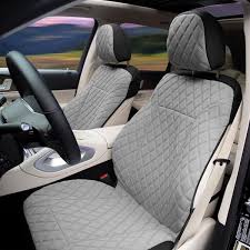 Fh Group Prestige79 47 In X 1 In X 23 In Diamond Stitch Neosupreme Front Car Seat Cover Set Gray