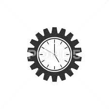 Clock Gear Icon Isolated Flat Design