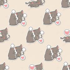 Seamless Couple Cat Cartoon Sticker