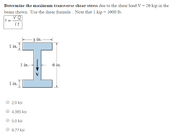 maximum transverse shear stress due