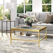Alexis 32 Square Coffee Table Brass