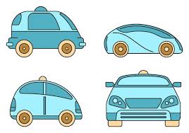 Driverless Smart Car Icon Set Outline