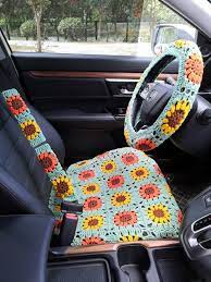 Car Seat Coverscrochet Sunflower Seat
