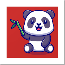 Cute Panda With Bamboo Cartoon Vector