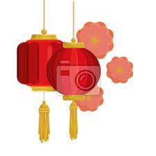 Lanterns Chinese Hanging With Flowers