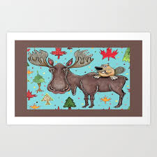 Canadian Wildlife Moose And Beaver Art
