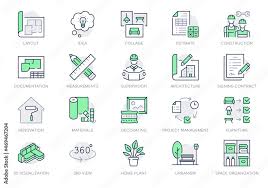 Interior Design Line Icons Vector