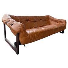 Wood And Leather Mp 091 Sofa Attributed