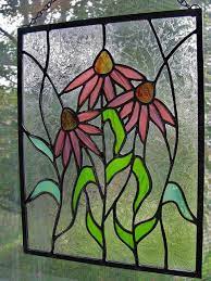 Purple Cone Flower Stained Glass Panel