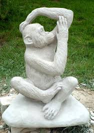 Hand Carved White Stone Monkey Statue