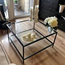 Glass Coffee Table Metal Square Furnitu