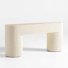 Kahn 72 Oval Ribbed White Concrete And