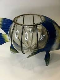 Vintage Glass Fish Bowl W Decorative