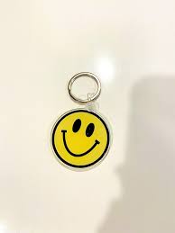 Smiley Face Keychain Yellow Cute