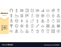 Set Of Morocco Icons Simple Line Art