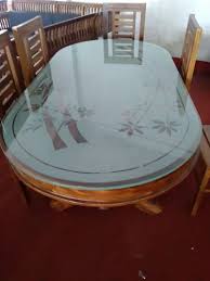 6 Seater Glass Top Oval Wooden Dining