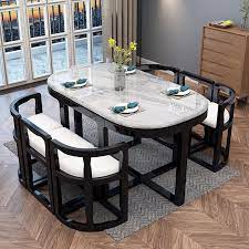 Dining Table Set Oval Shape With 6