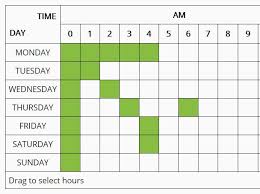 json canvas based time table