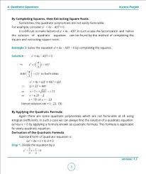 Page 3 11 Math 4 Quadratic Equations