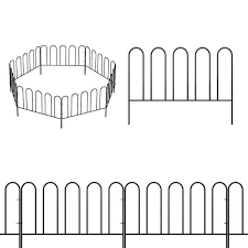 12 7 In H X 10 Ft L 7 Panels Decorative Garden Fence No Dig Flower Bed Fencing Animal Barrier Black Metal Fencing