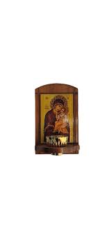 Vigil Oil Lamp With Orthodox Greek Icon