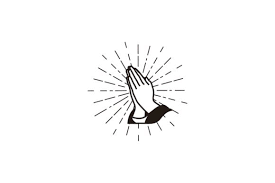 Pray Hand Sunburst Line Logo Icon