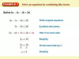 Solve An Equation By Combining Like
