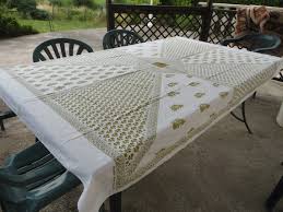 Vintage Rectangular Tablecloth In Khaki