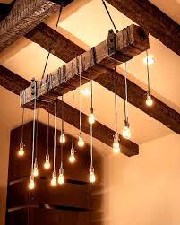 reclaimed wood beam chandelier rustic