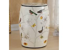 Ceramic Garden Stool White Birds