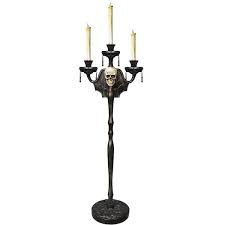 Skeleteen Animated Candelabra Decoration Creepy Gothic Haunted Mansion Black Skull Floating Candle Holder Party Decorations Prop