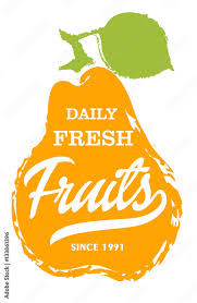 Daily Fresh Fruits Label With Pear