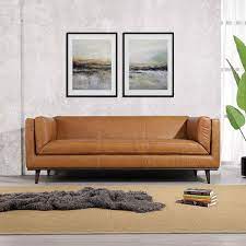 Ashcroft Furniture Cassidy Tan Leather Sofa Couch