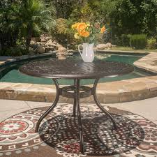 Noble House 2771 Phoenix Hammered Bronze Round Aluminum Outdoor Dining Table