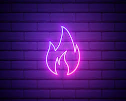 Neon Fire Icon Elements In Neon Style
